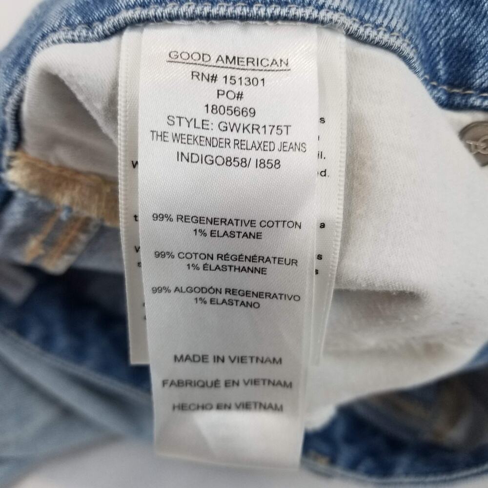 Good American Jeans Womens 4/27 The Weekender High Rise Slim Straight Distressed - Picture 7 of 11